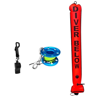 Safety Scuba Diving Gear Set - Diver Below 4' Surface Marker Buoy Signal Tube & Finger Spool & Whistle
Safety Scuba Diving Gear Set - Diver Below 4' Surface Marker Buoy Signal Tube & Finger Spool & Whistle