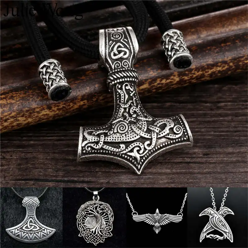 Julie Wang Antique Silver Viking Necklace For Men Alloy Life Tree Bird Eagle Hammer Pendant Men Punk Boyfriend Party Jewelry
Julie Wang Antique Silver Viking Necklace For Men Alloy Life Tree Bird Eagle Hammer Pendant Men Punk Boyfriend Party Jewelry