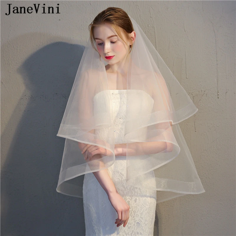 JaneVini Simple Ivory/White Bridal Veils Two Layer Elbow Length Veil Ribbon Edge Bride Veil With Comb Women Wedding Accessories
JaneVini Simple Ivory/White Bridal Veils Two Layer Elbow Length Veil Ribbon Edge Bride Veil With Comb Women Wedding Accessories