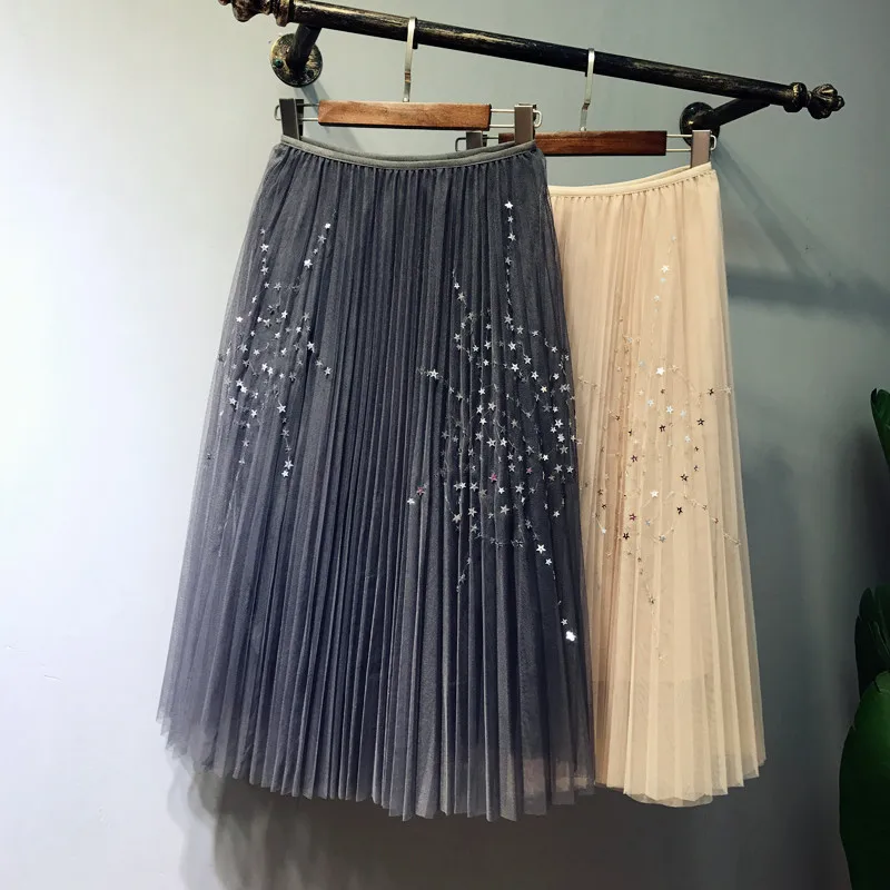 paillette beige grey black stretch high waist a-line umbrella pleated princess tulle midi skirt for women summer womens skirts
paillette beige grey black stretch high waist a-line umbrella pleated princess tulle midi skirt for women summer womens skirts