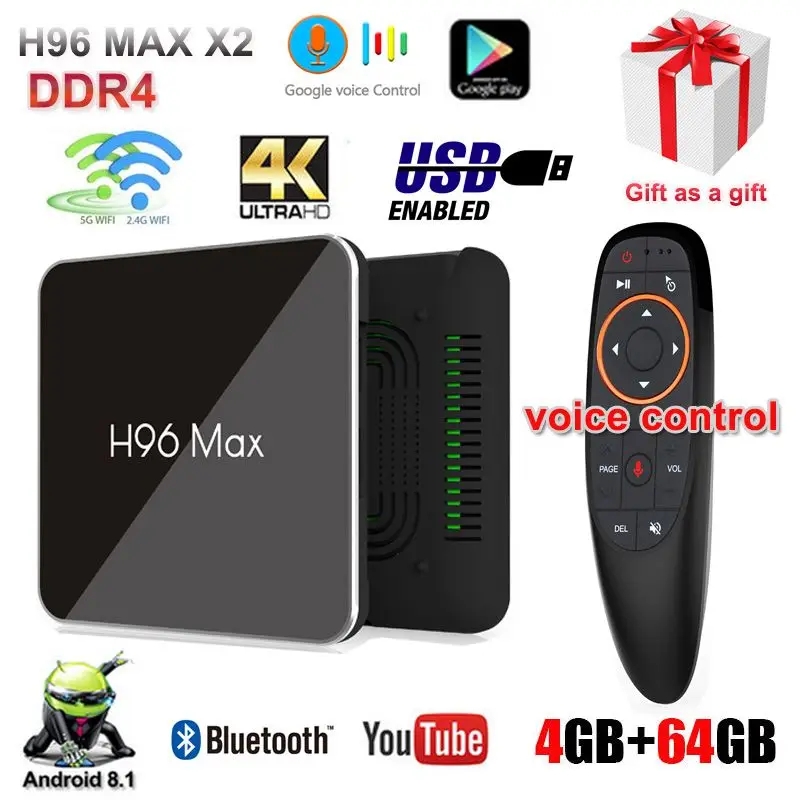 Android tv box Smart H96 MAX X2 4gb ram 64 rom 2.4G/5G Dual Wifi Amlogic S905X2 DDR4 Set Top Box H.265 4K media player IPTV Box
Android tv box Smart H96 MAX X2 4gb ram 64 rom 2.4G/5G Dual Wifi Amlogic S905X2 DDR4 Set Top Box H.265 4K media player IPTV Box