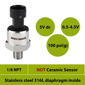 0 100psi, 700kpa ,7bar gauge, pressure sensor transmitter, 0.5-4.5V output, stainless steel 316L diaphragm, 1 8 NPT, 5Vdc supply
0 100psi, 700kpa ,7bar gauge, pressure sensor transmitter, 0.5-4.5V output, stainless steel 316L diaphragm, 1 8 NPT, 5Vdc supply