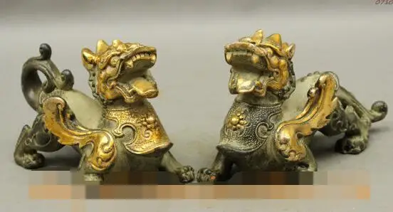 S3641 FengShui Chinese Bronze Gilt Myth Animals Lucky Wealth Beast PiXiu Statue Pair
S3641 FengShui Chinese Bronze Gilt Myth Animals Lucky Wealth Beast PiXiu Statue Pair