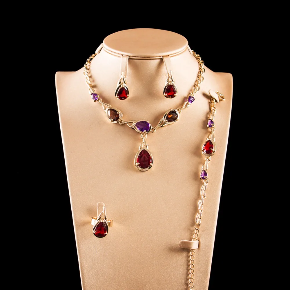 LAN PALACE ensemble bijoux femme costume jewelry zircon gold color four pieces earrings necklace ring bracelet free shipping
LAN PALACE ensemble bijoux femme costume jewelry zircon gold color four pieces earrings necklace ring bracelet free shipping