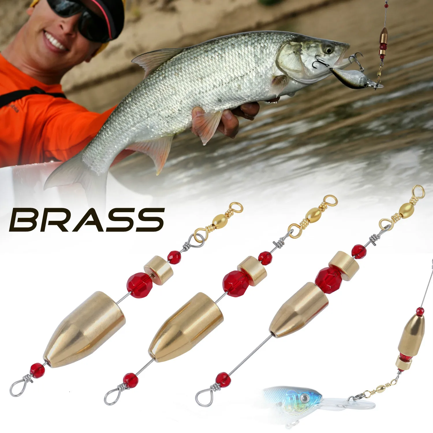 Description Picture 2 of itemSougayilang Fishing Carolina Ready Rig Brass Fishing Swivel Ring Connector Fishing Gear Tackle Tools