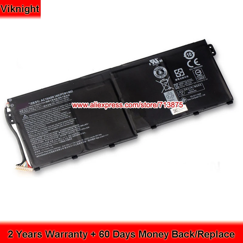 Original AC16A8N Battery for Acer Aspire V17 V15 Nitro BE VN7-793G VN7-593G 15.2V 4605mAh 69WH
Original AC16A8N Battery for Acer Aspire V17 V15 Nitro BE VN7-793G VN7-593G 15.2V 4605mAh 69WH