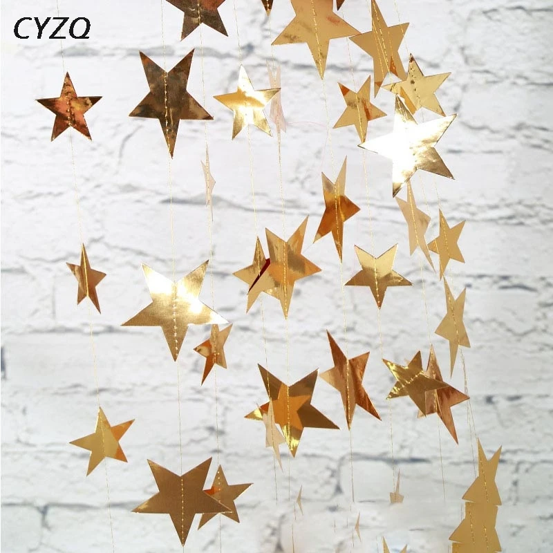 4M Bright Gold Paper Garland Star String Banners Colorful Bunting Banner For Birthday Wedding Party Home Hanging Decoration
4M Bright Gold Paper Garland Star String Banners Colorful Bunting Banner For Birthday Wedding Party Home Hanging Decoration