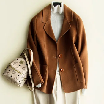 BELIARST 2019 Autumn and winter new women's handmade double-sided wool coat short suit woolen jacket Slim
BELIARST 2019 Autumn and winter new women's handmade double-sided wool coat short suit woolen jacket Slim