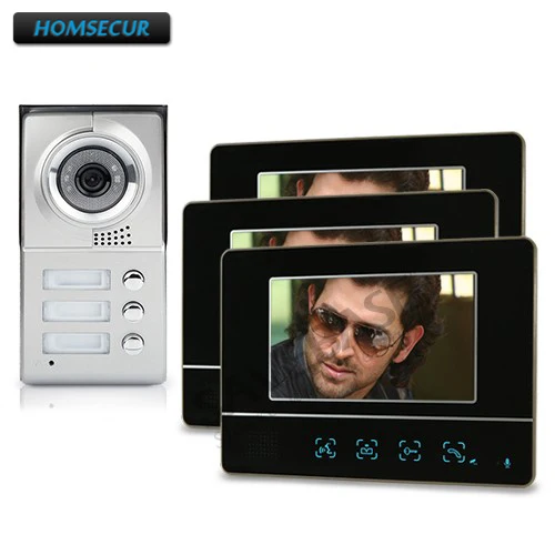 HOMSECUR Apartment Video Handsfree Intercom System 3Pcs 7" Monitors 1 Camera Night Vision
HOMSECUR Apartment Video Handsfree Intercom System 3Pcs 7" Monitors 1 Camera Night Vision