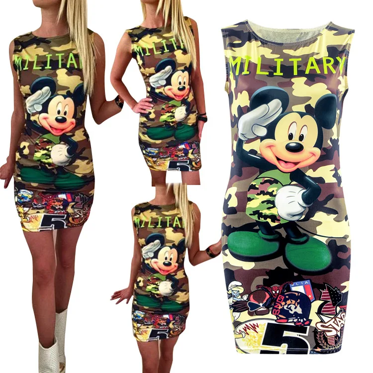 2019 New Women Military Green tank Dresses Slim Cartoon Mouse Printed Summer Casual Sleeveless Dress Female Vestidos WQ98
2019 New Women Military Green tank Dresses Slim Cartoon Mouse Printed Summer Casual Sleeveless Dress Female Vestidos WQ98