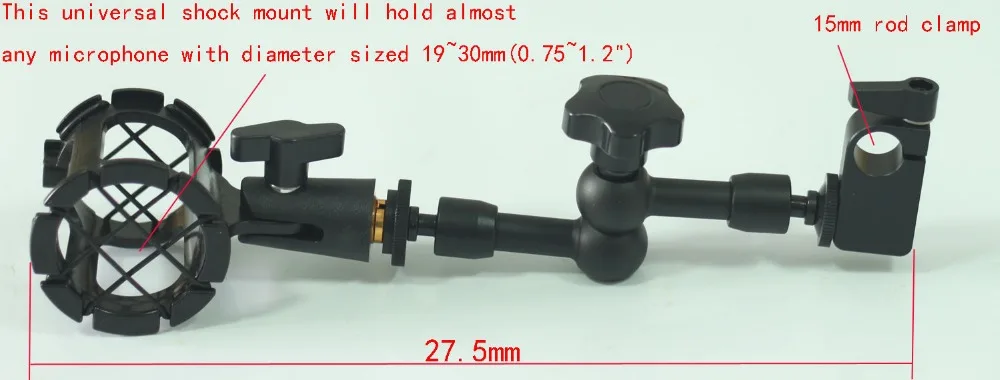 Microphone Shock Mount Kit w/ magic arm & 15mm Rod Clamp For Mic camera Dslr Rig
Microphone Shock Mount Kit w/ magic arm & 15mm Rod Clamp For Mic camera Dslr Rig
