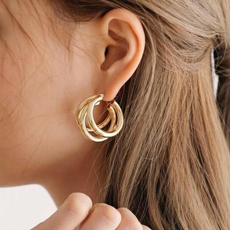 2019 Trendy Vintage 3Layer Round Shape Hoop Stud Earrings Matte Metal Gold Circle Wedding Bridal Earrings for Women Girl Jewelry
2019 Trendy Vintage 3Layer Round Shape Hoop Stud Earrings Matte Metal Gold Circle Wedding Bridal Earrings for Women Girl Jewelry