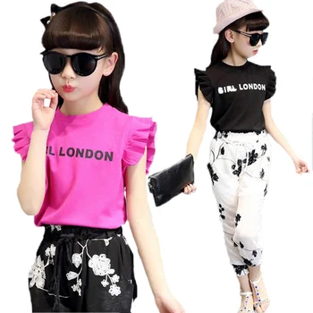 girl london fashion print teenage clothing set 2pcs fly sleeve vest+flower chiffon pants kids clothes suit 5-12T vetement garcon
girl london fashion print teenage clothing set 2pcs fly sleeve vest+flower chiffon pants kids clothes suit 5-12T vetement garcon