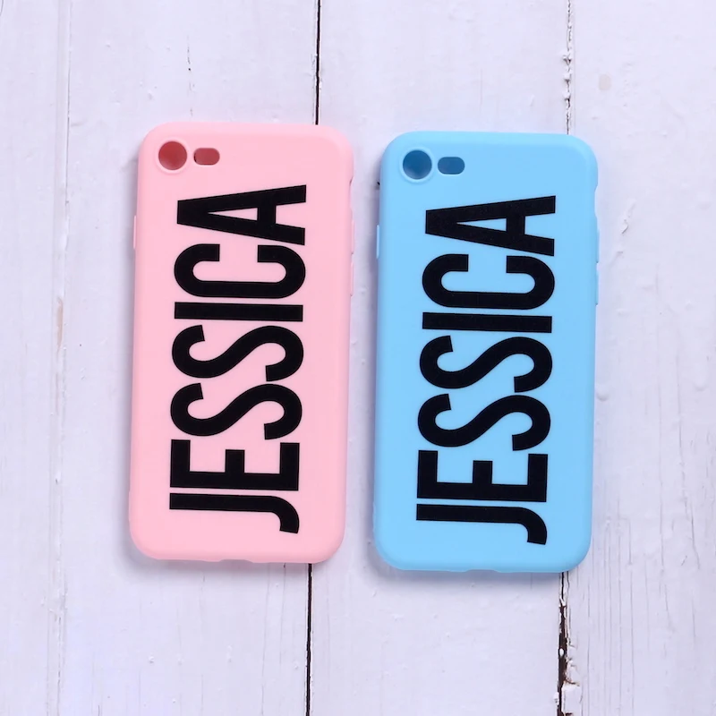 Personalized Custom Name Text Matte Solid Color Soft Cover Phone Case For iPhone