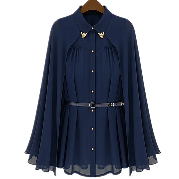 Western style New Fashion Loose Cape-style Double-feed Belt Chiffon Blouse Sunscreen Shirt
Western style New Fashion Loose Cape-style Double-feed Belt Chiffon Blouse Sunscreen Shirt