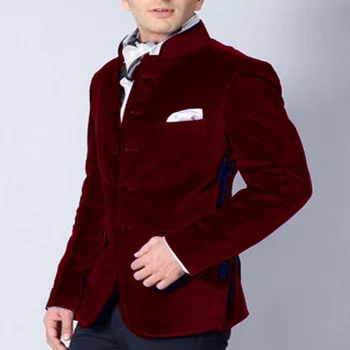 2 Piece Velvet Tunic Men Suits with Stand Collar Classic Style Wedding Groomsmen Tuxedos Casual Man Suit Jacket with Black Pants
2 Piece Velvet Tunic Men Suits with Stand Collar Classic Style Wedding Groomsmen Tuxedos Casual Man Suit Jacket with Black Pants