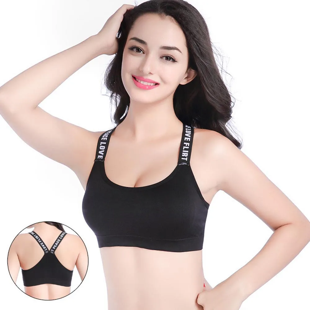 

New Sexy Women Letter Printed Push Up Padded Bra Solid Sexy Tank Tops Daily Sexy Home Ware Innerwear