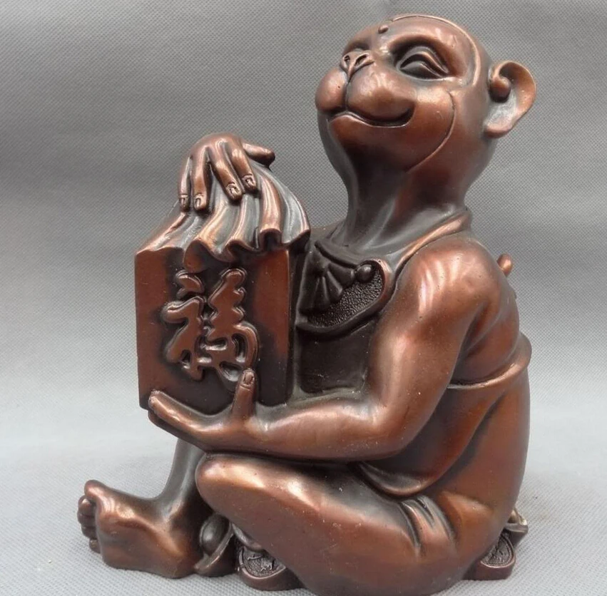 S5028 9" Chinese Year Zodiac Pure Bronze FengShui Happy Monkey Hold Fu Seal Statue D0318
S5028 9" Chinese Year Zodiac Pure Bronze FengShui Happy Monkey Hold Fu Seal Statue D0318