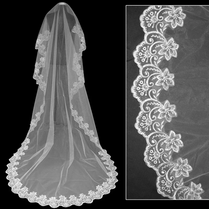 Wedding-Veil-Lace-Cathedral-Accessories-About-3-M-Long-Voile-Mariage-Cotton-Cheaps-Simple-Vail-Bride