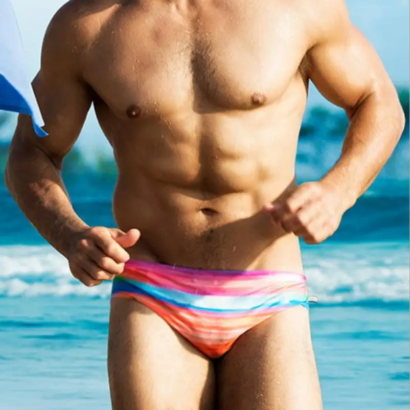 Printed Men Swimwear Swimsuit men Swimming Trunks Rainbow stripes Beachwear Sexy Briefs maillot de bain Shorts bathing suit 070
Printed Men Swimwear Swimsuit men Swimming Trunks Rainbow stripes Beachwear Sexy Briefs maillot de bain Shorts bathing suit 070
