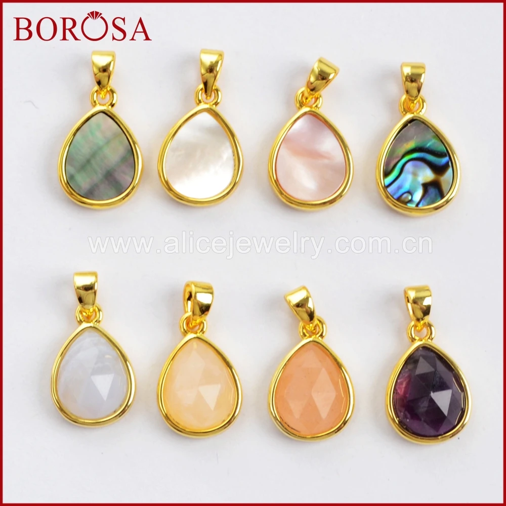 BOROSA 10 шт крошечные капли многоцветные граненые камни кулон гальваническое