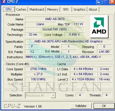 Socket FM1 Processeur accéléré quadricoeur AMD A6-3670 avec graphique dédié AMD RadeonTM  HD 6530D  