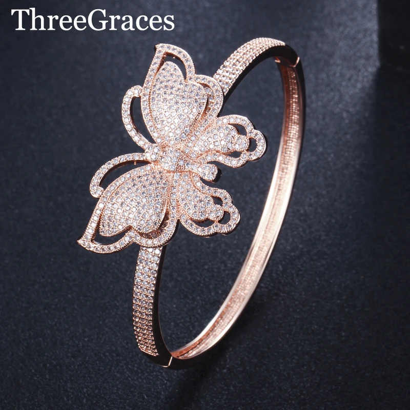 ThreeGraces Big Butterfly Design Women Rose Gold Luxury Brand Bangle Inlay AAA CZ Crystal Stone Jewelry for Wedding BA016
ThreeGraces Big Butterfly Design Women Rose Gold Luxury Brand Bangle Inlay AAA CZ Crystal Stone Jewelry for Wedding BA016