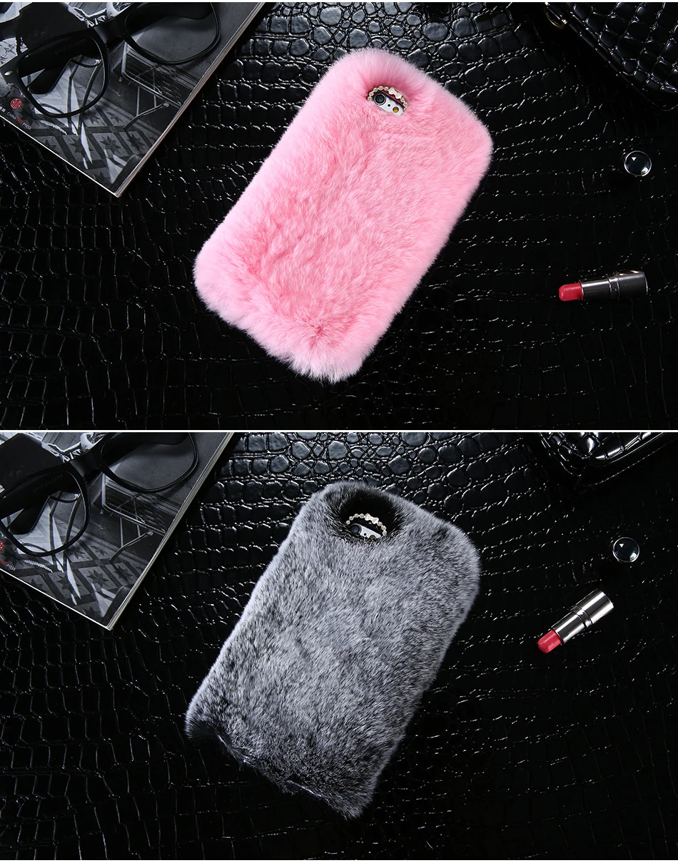 KISSCASE Real Rabbit Fur Case For iPhone 6 6s 7 Case iPhone 7 6s Plus 5S SE Luxury Cute Diamond Cover For Samsung S7 s6 Fundas 14