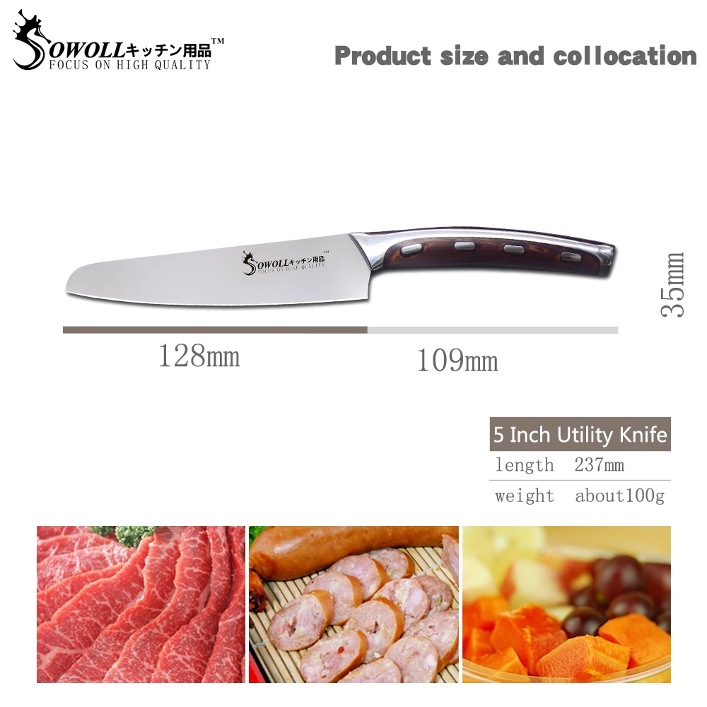 Sowoll Kitchen Stainless Steel Knife Fruit Meat Fish Cooking Accessories 5 inch Sharp Blade Sowoll Kitchen Stainless Steel Knife Fruit Meat Fish Cooking Accessories 5 inch Sharp Blade