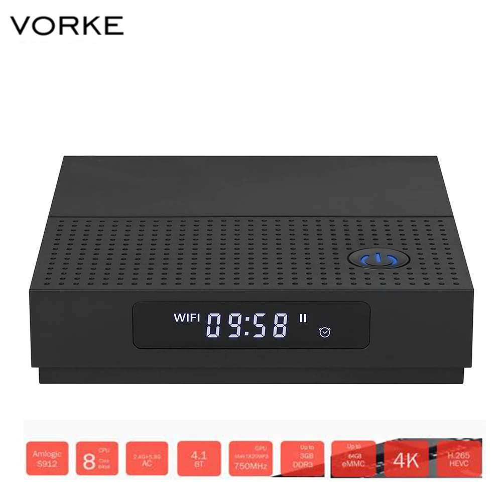 Vorke TX92 Bluetooth 4 1 Android 7.1.2 Amlogic S912 3 GB/32 GB eMMC5.0 ТВ коробка 2 г/5 8 Г WI FI Gigabit LAN HDMI Декодер