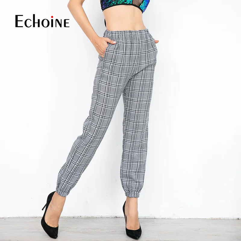 Summer Elastic High Waist plaid pants Women 2019 new Streetwear Casual office loose Pants Trousers Korean Fashion Pantalon Femme 
Summer Elastic High Waist plaid pants Women 2019 new Streetwear Casual office loose Pants Trousers Korean Fashion Pantalon Femme