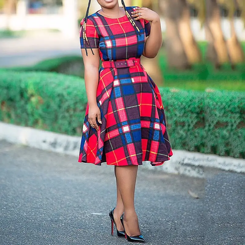 Vintage Plaid African Dress Women Stylish Office Casual Summer Red Street Belt High Waist Slim Female A Line Retro Midi Dresses
Vintage Plaid African Dress Women Stylish Office Casual Summer Red Street Belt High Waist Slim Female A Line Retro Midi Dresses