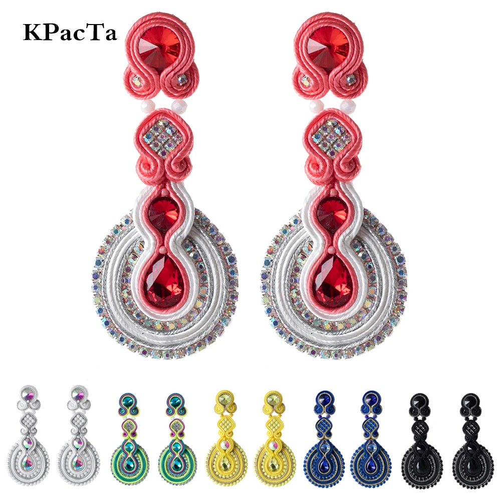 

KPACTA Fashion Drop Earrings Jewelry Female Soutache Handmade Weaving Ethnic Style Hanging Earring boucle d'oreille femme 2019