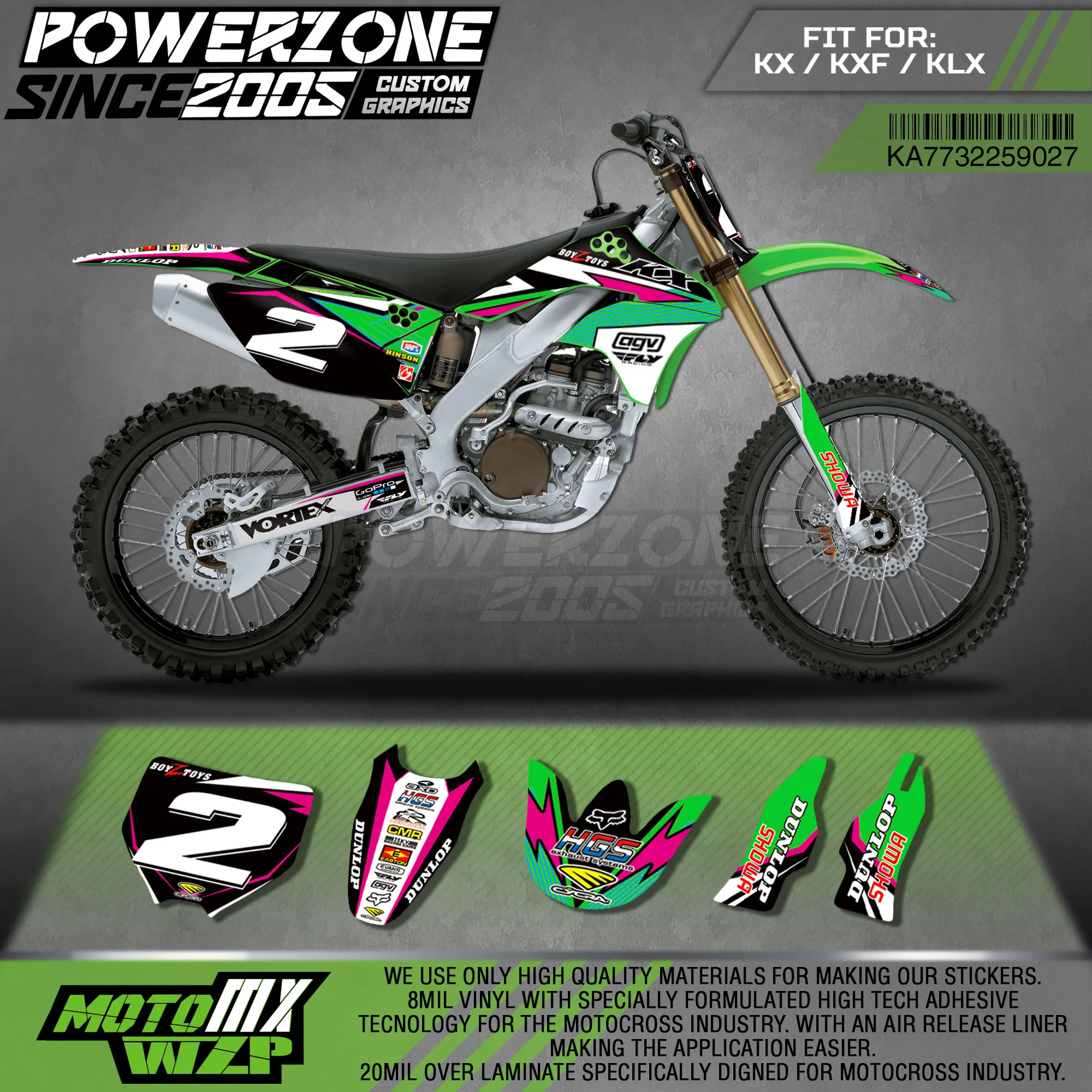 PowerZone Custom Team Graphics Backgrounds Decals 3M Stickers Kit For Kawasaki KX250F 2013-2016 027
PowerZone Custom Team Graphics Backgrounds Decals 3M Stickers Kit For Kawasaki KX250F 2013-2016 027