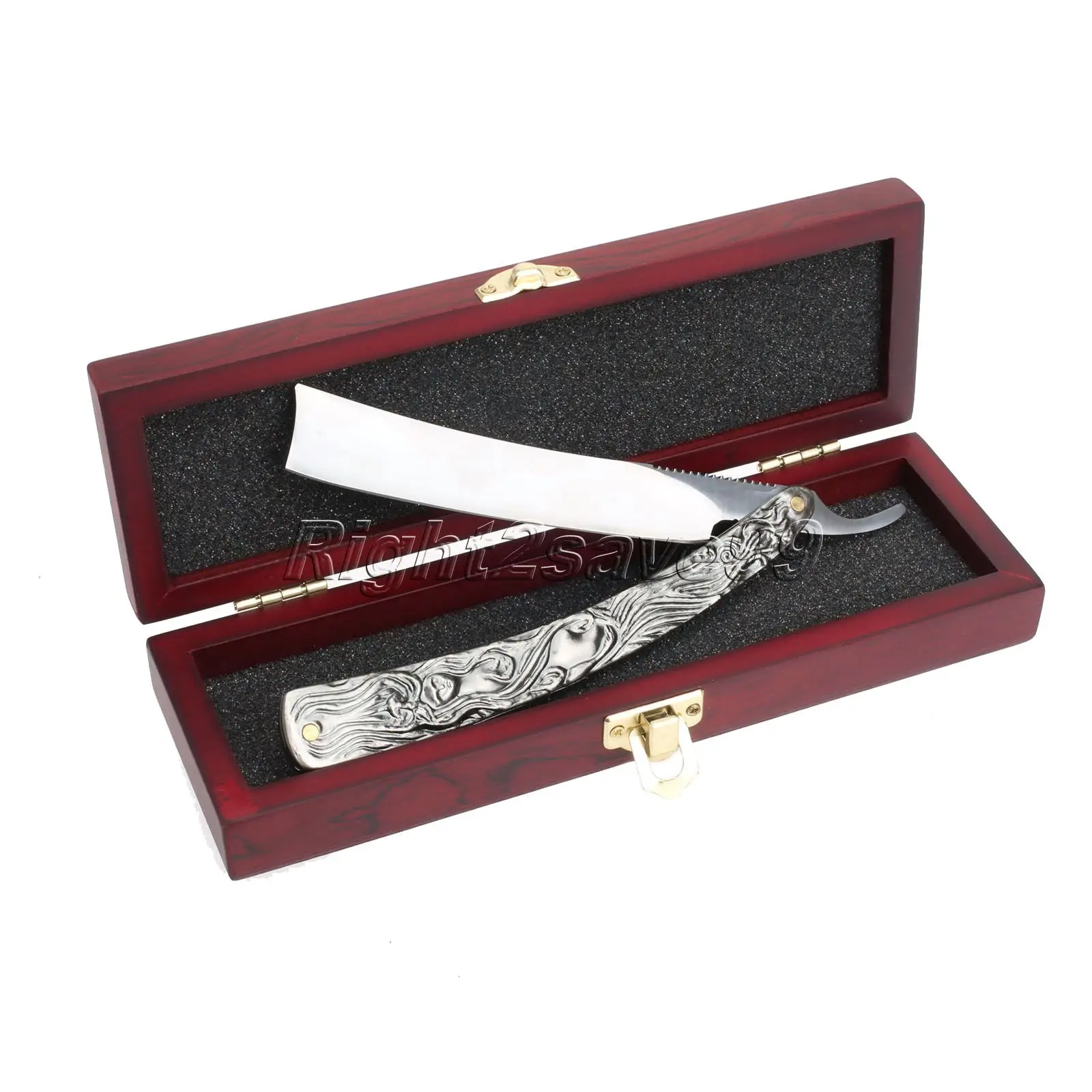 Image New Barber Shave Wooden Box Kit Men Stainless Steel Handle Straight Razor Folding Knife Shaving Set Men s Gift Rasoir De Barbier