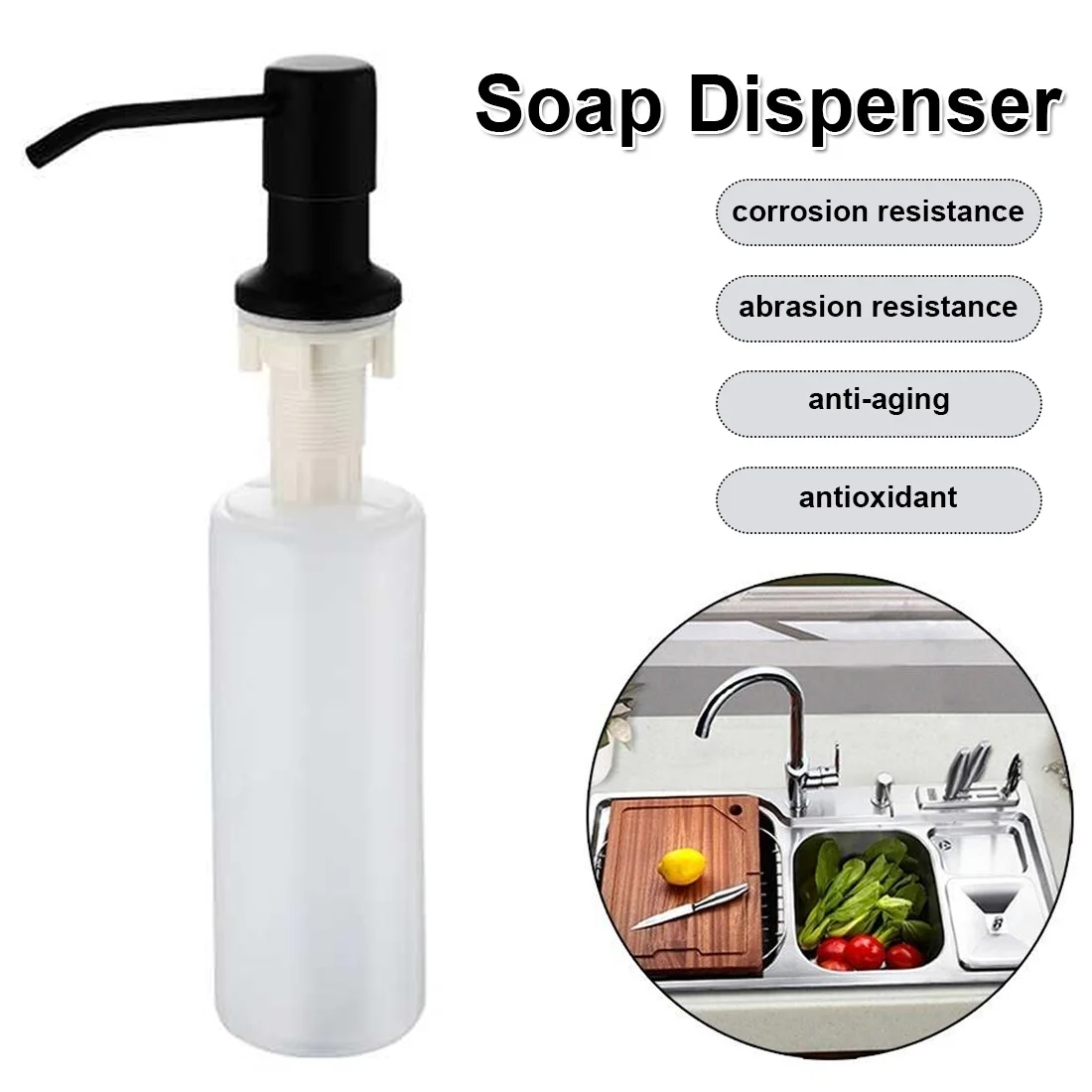 Kitchen Sink Soap Dispenser ABS Plastic Built in Lotion Pump Plastic Bottle for Bathroom and Kitchen Liquid Soap organize
Kitchen Sink Soap Dispenser ABS Plastic Built in Lotion Pump Plastic Bottle for Bathroom and Kitchen Liquid Soap organize