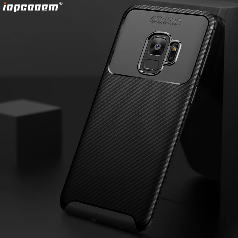 Для Samsung Galaxy S9 чехол для + Корпус из углеродного волокна ТПУ на заднюю панель