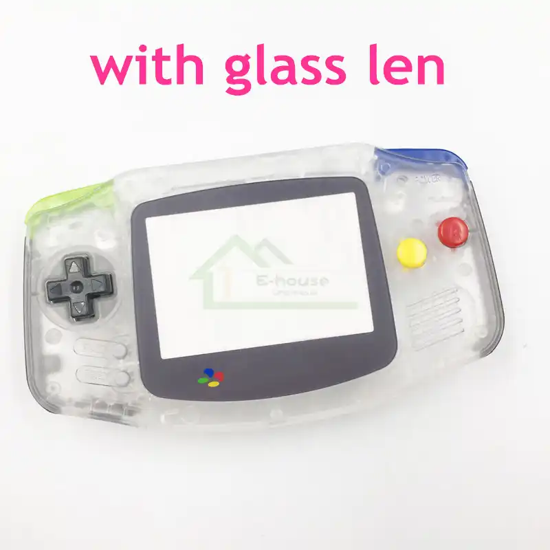 クリア用ゲームボーイアドバンス Gba 用シェルカバーケースの交換ガラススクリーン Len と色ボタン 交換部品 アクセサリー Gooum
