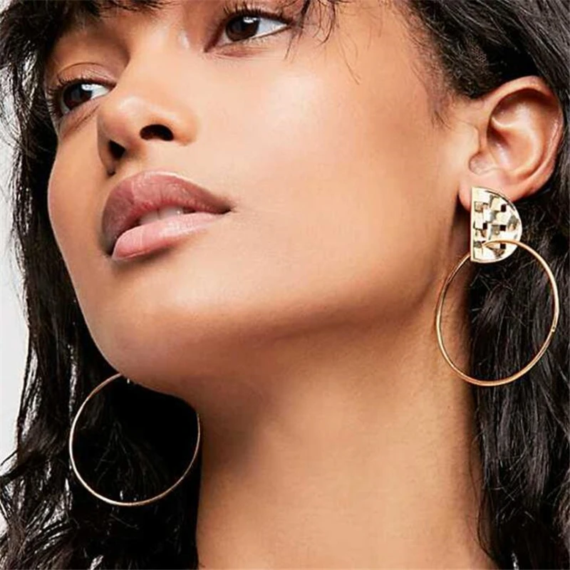 Simple Trendy Gold Sliver Color Geometric Big Round Circle Earrings For Women Fashion Large Hollow Drop Earrings Jewelry 2018
Simple Trendy Gold Sliver Color Geometric Big Round Circle Earrings For Women Fashion Large Hollow Drop Earrings Jewelry 2018