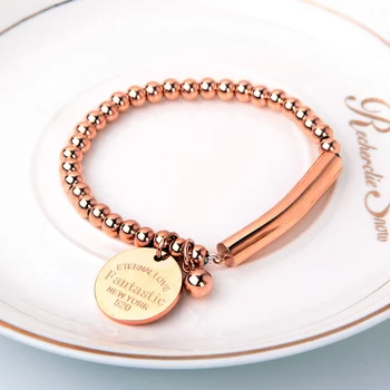 18KGP Rose Gold Silver Color Titanium Steel Elastic Rope Round Bead bracelet Women Fashion 316L Stainless Steel Bangle (GB104)
18KGP Rose Gold Silver Color Titanium Steel Elastic Rope Round Bead bracelet Women Fashion 316L Stainless Steel Bangle (GB104)