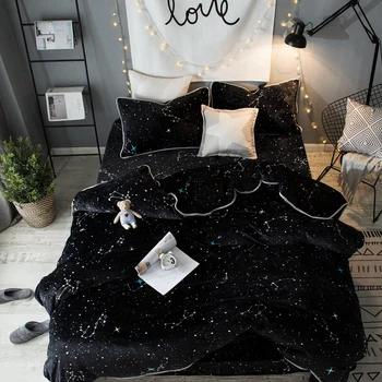 Winter style Black Fleece Star print Cool Bedding sets Queen King size Warm Soft Duvet cover Bed sheet set Pillowcase 38
Winter style Black Fleece Star print Cool Bedding sets Queen King size Warm Soft Duvet cover Bed sheet set Pillowcase 38