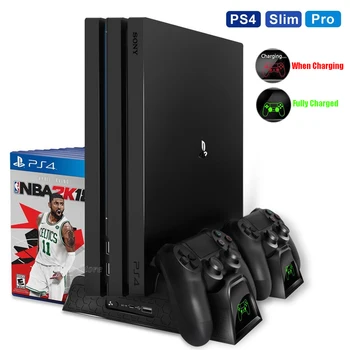 PS4 Pro Slim Multifunctional Vertical Stand Controller Charger Cooling Fan Game Holder for Sony Playstation 4 Series Accessories
PS4 Pro Slim Multifunctional Vertical Stand Controller Charger Cooling Fan Game Holder for Sony Playstation 4 Series Accessories