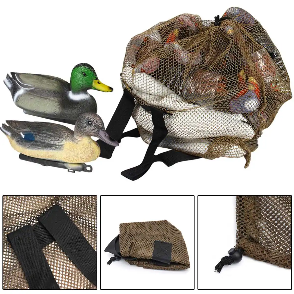47x30 Inches Durable Mesh Duck Goose Turkey Decoy Bag With Draw String Shoulder Straps Bird Hunting Net Mesh for Hunting
47x30 Inches Durable Mesh Duck Goose Turkey Decoy Bag With Draw String Shoulder Straps Bird Hunting Net Mesh for Hunting