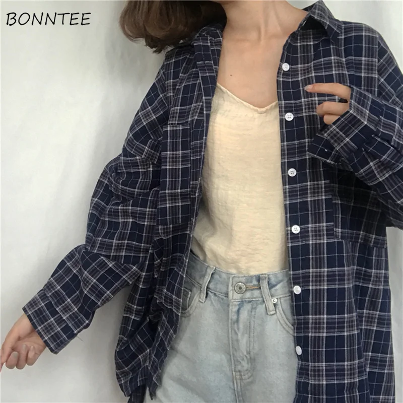 Shirts Women 2019 Classic Retro Elegant Turn-down Collar Pockets Plaid Womens Shirt Full Sleeve Leisure Loose Korean Style Girl
Shirts Women 2019 Classic Retro Elegant Turn-down Collar Pockets Plaid Womens Shirt Full Sleeve Leisure Loose Korean Style Girl
