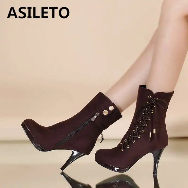ASILETO size 32-48 round toe platform ankle boots for women flock buckle lace up shoes woman zipper boot Autumn Winter botas
ASILETO size 32-48 round toe platform ankle boots for women flock buckle lace up shoes woman zipper boot Autumn Winter botas