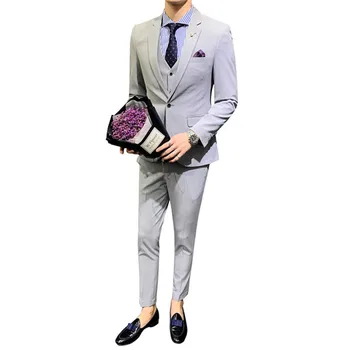 Men's suit fashion solid color suit 3 piece set (jacket + pants + vest) wedding groom groomsmen dress men's business casual suit
Men's suit fashion solid color suit 3 piece set (jacket + pants + vest) wedding groom groomsmen dress men's business casual suit