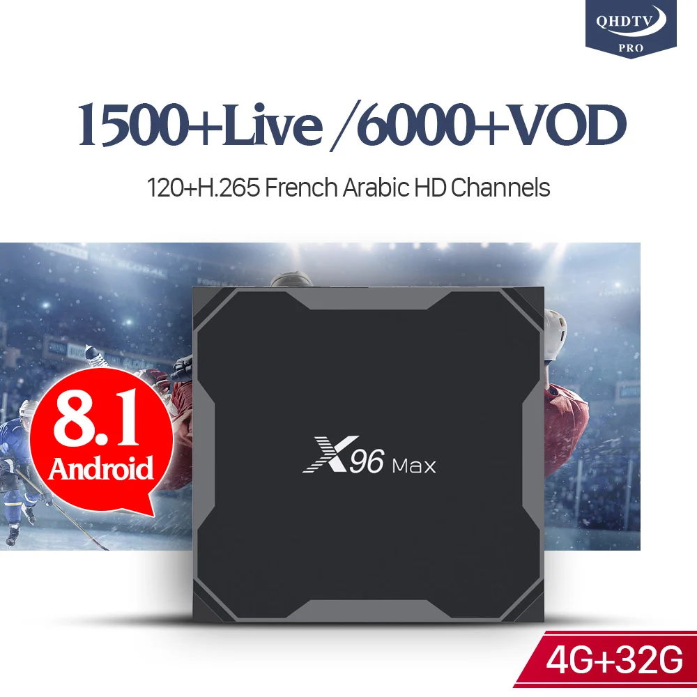 X96 MAX QHDTV Pro Subscription IPTV 1 Year Code Android 8.1 Support BT Dual-Band WIFI 4+32G IP TV French Arabic Dutch Belgium
X96 MAX QHDTV Pro Subscription IPTV 1 Year Code Android 8.1 Support BT Dual-Band WIFI 4+32G IP TV French Arabic Dutch Belgium