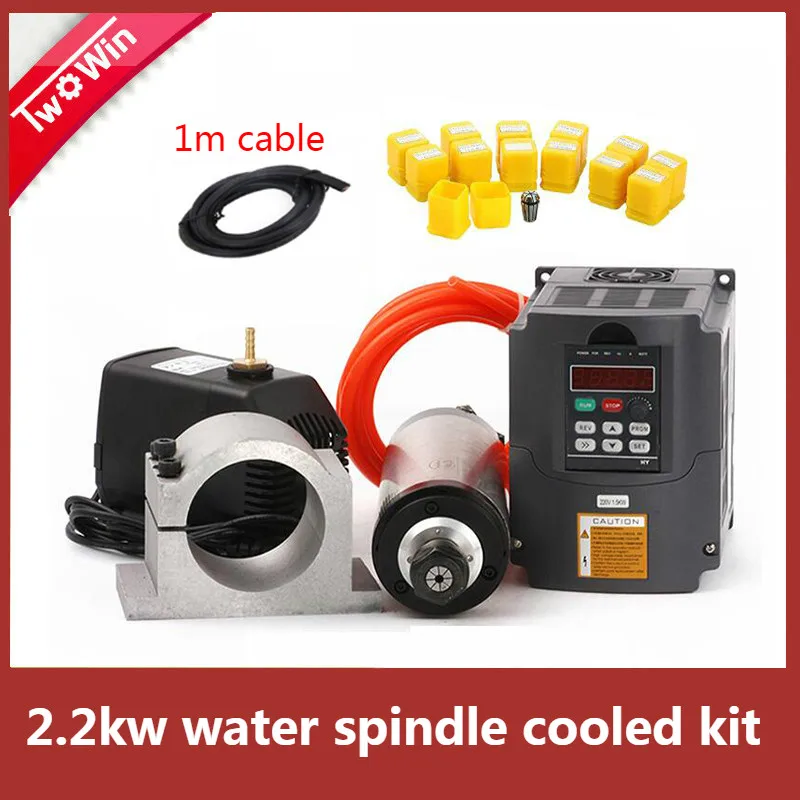 2.2kw spindle water cooled kit ER20 milling spindle motor + 2.2KW VFD + 80 clamp + water pump +13pcs ER20
2.2kw spindle water cooled kit ER20 milling spindle motor + 2.2KW VFD + 80 clamp + water pump +13pcs ER20