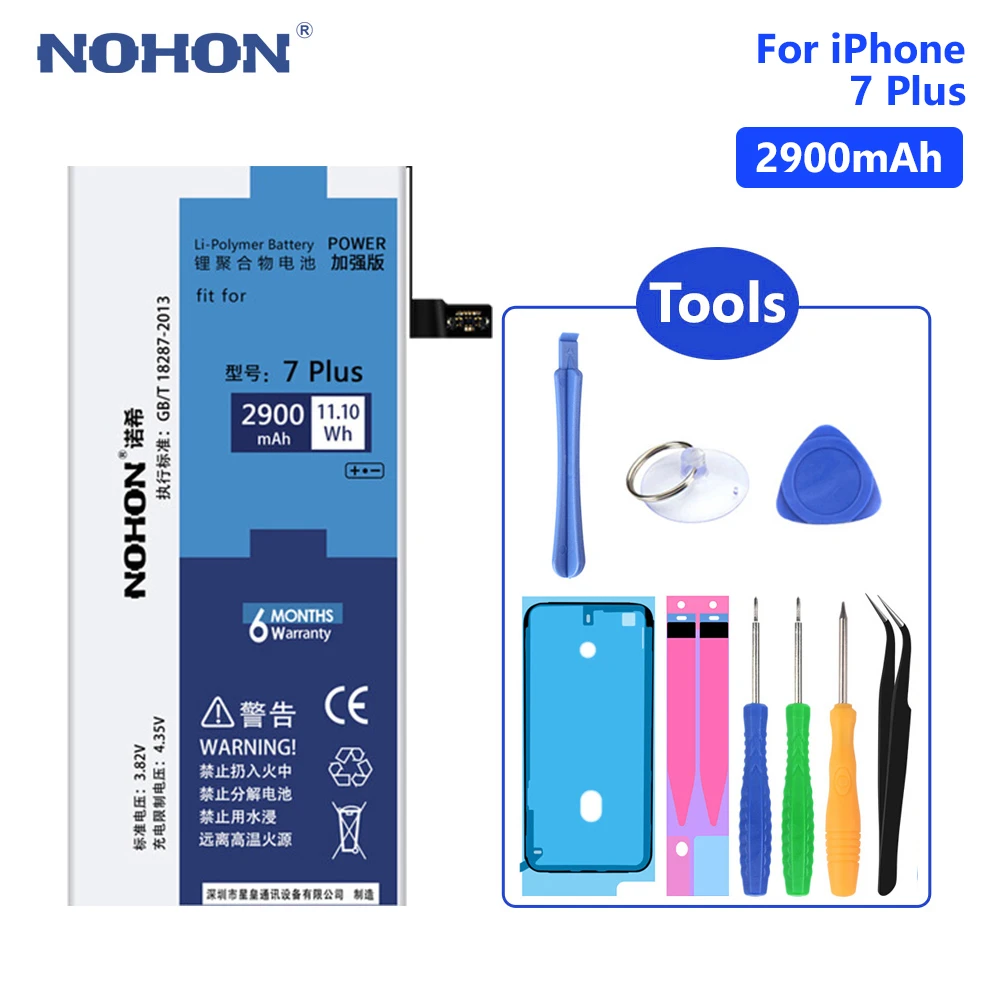 

NOHON Lithium Battery Replacement Phone Bateria For iPhone 7 Plus 7Plus iPhone7 Plus 7+ Batteries Real 2900mAh Free Tools