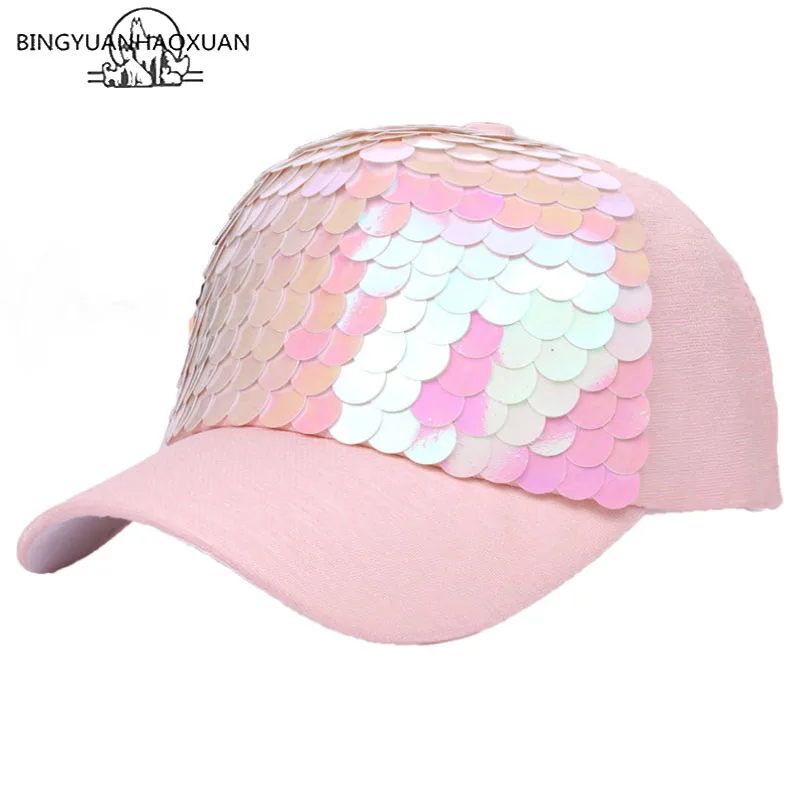 BINGYUANHAOXUAN 2018 Black Glitter Baseball Cap Women Bling Dad Hat Female Snapback Hockey Hats Bone Gorras | Аксессуары для
